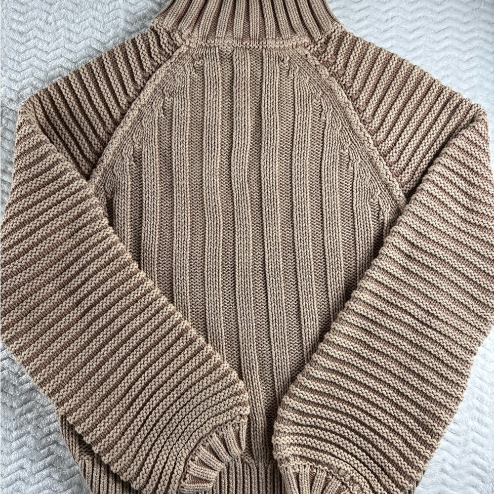 Free People Sweetheart Sweater in Sandcastle Chunky Knit Mockneck Size Small - Picture 7 of 13